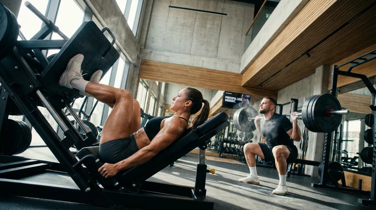 Exercice de jambes au squat en salle de musculation