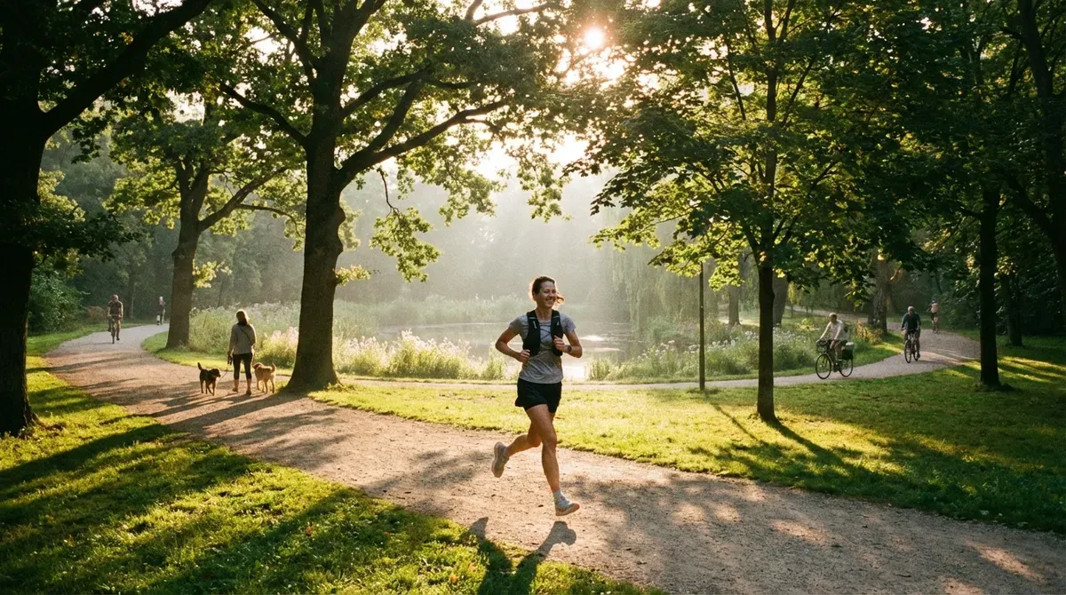 Course à pied en extérieur dans un parc